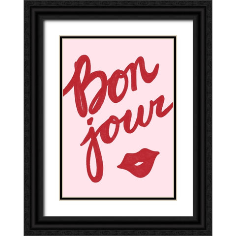 Bonjour Lip Black Ornate Wood Framed Art Print with Double Matting by Fritsch, Athene