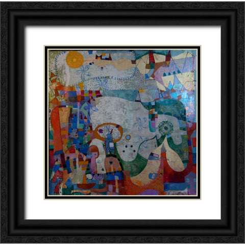 Distant Village Black Ornate Wood Framed Art Print with Double Matting by Loebelsohn, Alise
