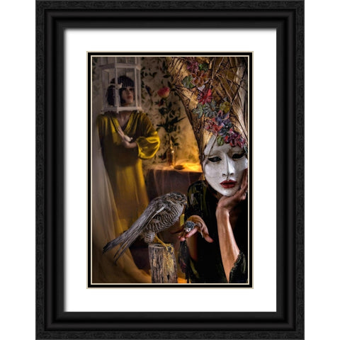 Feeding Black Ornate Wood Framed Art Print with Double Matting by Ambra