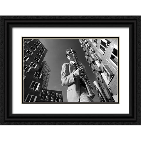 Dr.Sax Is In Town Black Ornate Wood Framed Art Print with Double Matting by Jovancevic, Dragan
