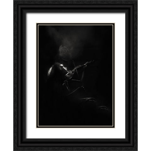 First, There Was A Violin.... Black Ornate Wood Framed Art Print with Double Matting by Bosogea-Tudor, Ileana