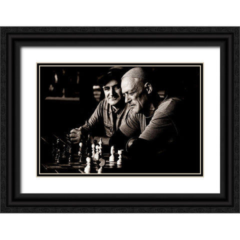 The Chess Player Black Ornate Wood Framed Art Print with Double Matting by SC
