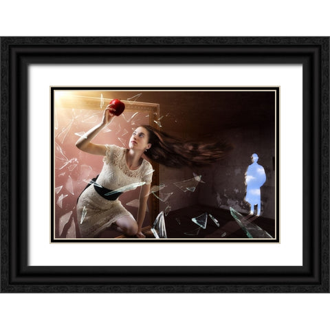 MagritteS Muse Black Ornate Wood Framed Art Print with Double Matting by Kiciak, Christophe