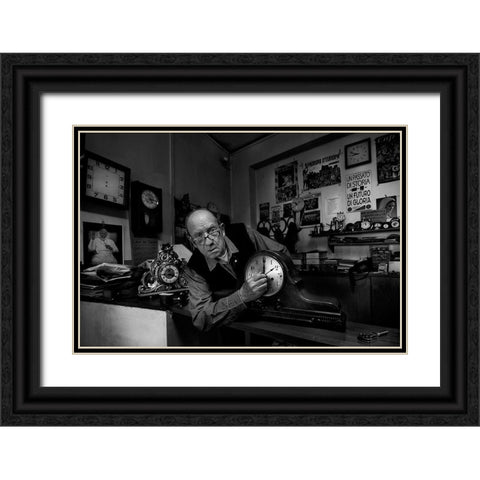 Exact Time.... Black Ornate Wood Framed Art Print with Double Matting by Grambone, Antonio