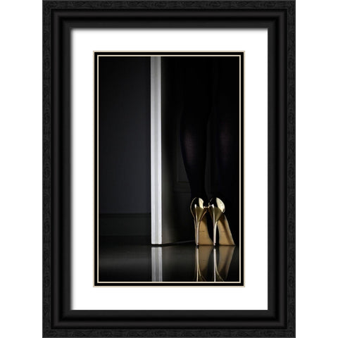 Golden Eyes Black Ornate Wood Framed Art Print with Double Matting by Schottstaedt, Erik