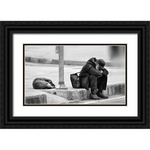 Two Friendly...! Black Ornate Wood Framed Art Print with Double Matting by Kasim, Murat