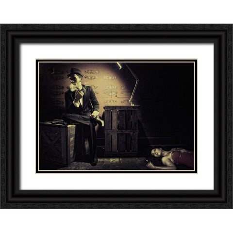 Killing Me Softly Black Ornate Wood Framed Art Print with Double Matting by Hardibudi