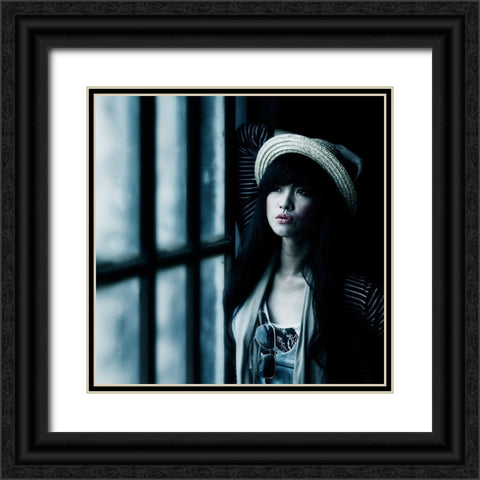 Love Me Blue Black Ornate Wood Framed Art Print with Double Matting by Kisworo, Sebastian