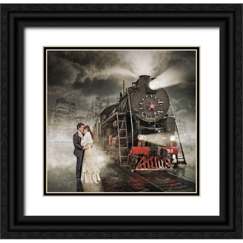 Rain Black Ornate Wood Framed Art Print with Double Matting by Laudin, Dmitry
