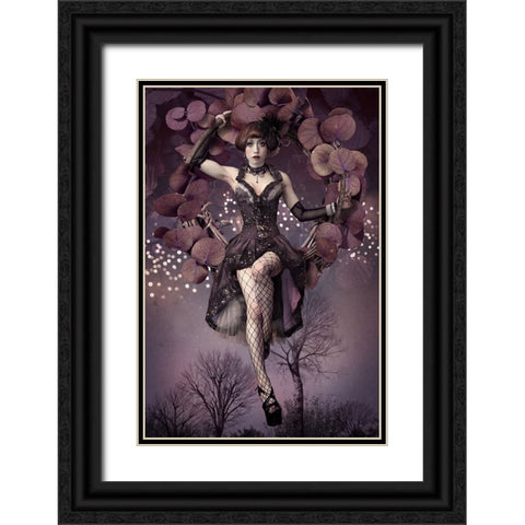 Night Aerial Girl Black Ornate Wood Framed Art Print with Double Matting by Murakami, Kiyo