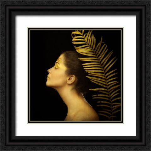 Leaf Black Ornate Wood Framed Art Print with Double Matting by Tonov, Ivan