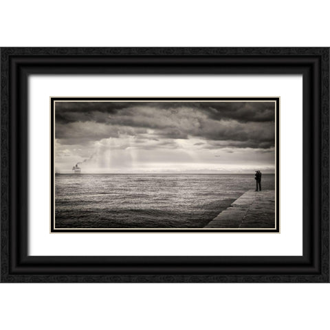 The Photographer And The Sea Black Ornate Wood Framed Art Print with Double Matting by Guarino, Vito