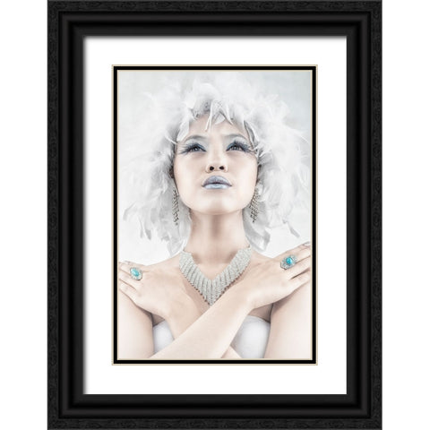 The Swan Queen Black Ornate Wood Framed Art Print with Double Matting by Boer, Faldhy