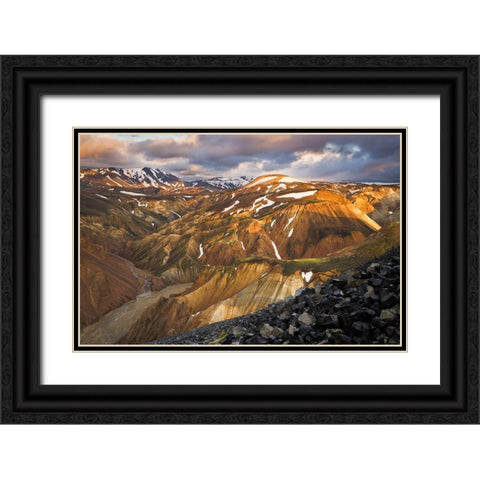 Landmannalaugar Sunset Black Ornate Wood Framed Art Print with Double Matting by Wrobel, Karsten