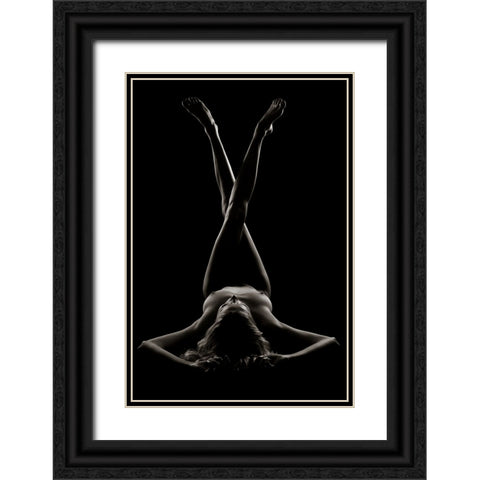 Girl In Shadow And Light 1 Black Ornate Wood Framed Art Print with Double Matting by Knudsen, Henrik