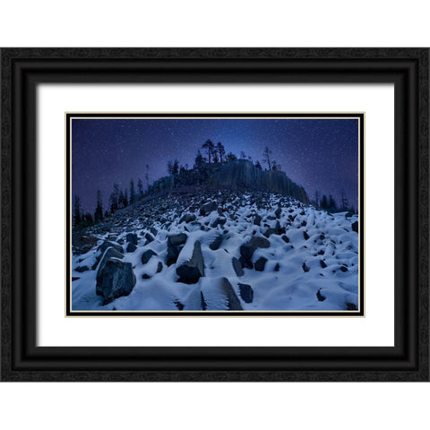Cold Mountain: Devils Postpile Black Ornate Wood Framed Art Print with Double Matting by Zhang, Yan