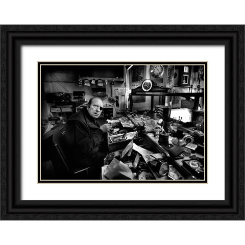 Watchmaker - Mr. Domenico. Black Ornate Wood Framed Art Print with Double Matting by Grambone, Antonio