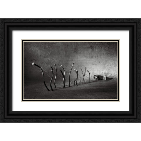Barge Haulers Black Ornate Wood Framed Art Print with Double Matting by Ivanova, Victoria