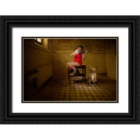 The Violinist Black Ornate Wood Framed Art Print with Double Matting by von Diepenbroek, Christine