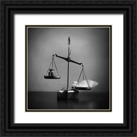 What Weights Less? Black Ornate Wood Framed Art Print with Double Matting by Ivanova, Victoria