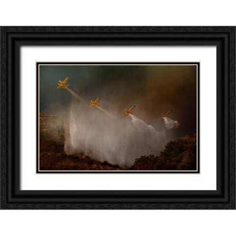 Cilento National Park - The Scene That Unfortunately Is Repeated Almost Every Year In Summer... Black Ornate Wood Framed Art Print with Double Matting by Grambone, Antonio