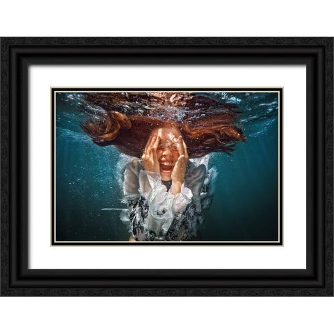 Cry Black Ornate Wood Framed Art Print with Double Matting by Laudin, Dmitry
