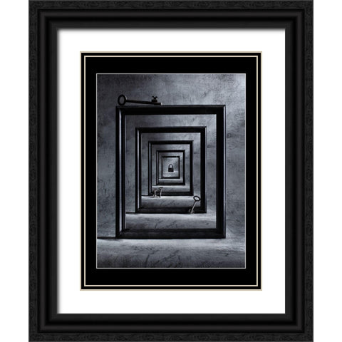 Locked Up Black Ornate Wood Framed Art Print with Double Matting by Ivanova, Victoria