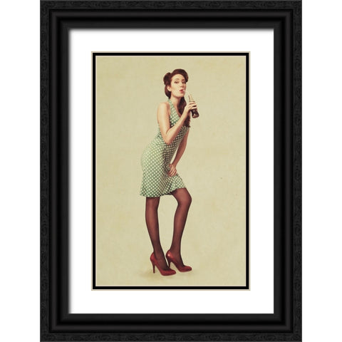 Pin Up Girl Black Ornate Wood Framed Art Print with Double Matting by Peeters, Bart