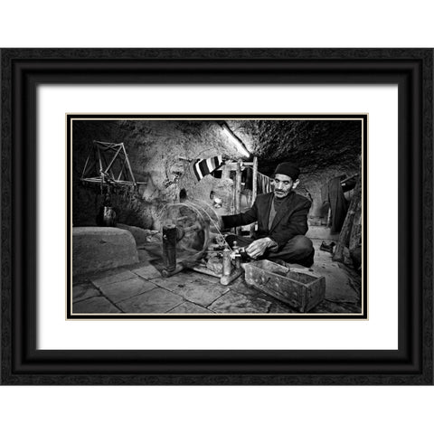 Aba Texture Black Ornate Wood Framed Art Print with Double Matting by Momeni, Mohammadreza
