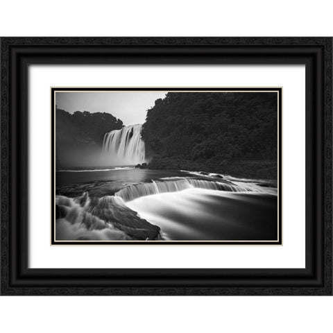 Huangguoshu Waterfalls Black Ornate Wood Framed Art Print with Double Matting by Zhang, Yan