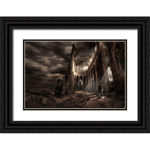 Faith Black Ornate Wood Framed Art Print with Double Matting by Kiciak, Christophe