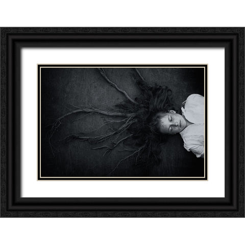 Roots Black Ornate Wood Framed Art Print with Double Matting by Delrue, Mirjam
