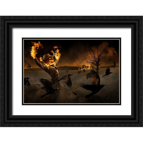 Jack-OA#039;-Scarecrow Black Ornate Wood Framed Art Print with Double Matting by Kiciak, Christophe