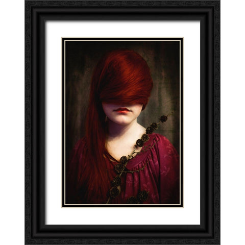 Redhead Black Ornate Wood Framed Art Print with Double Matting by Larsen, Jorun