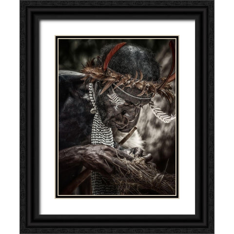 Dani: To Make Fire Black Ornate Wood Framed Art Print with Double Matting by Stranak, Pavol