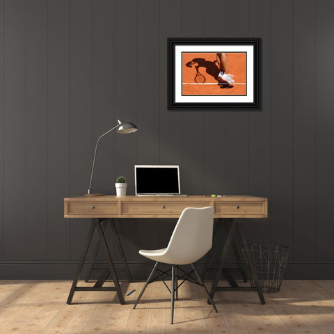 1St Serve Black Ornate Wood Framed Art Print with Double Matting by Loire, Herve