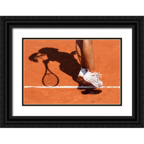 1St Serve Black Ornate Wood Framed Art Print with Double Matting by Loire, Herve