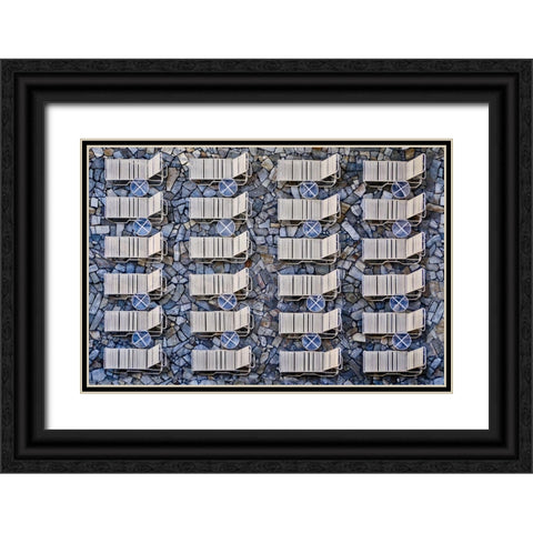 Geometrical Black Ornate Wood Framed Art Print with Double Matting by Lenzen, Klaus