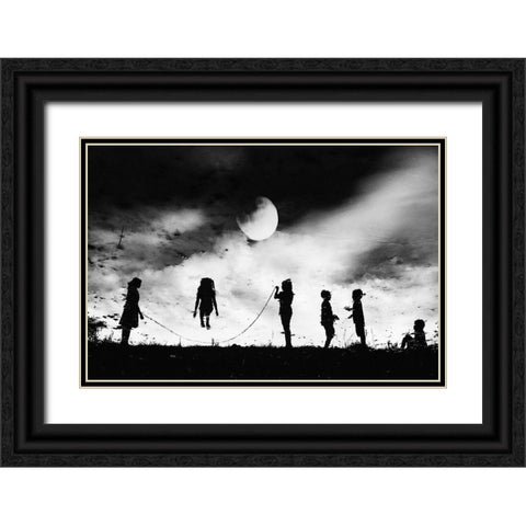 The Game High Jump Black Ornate Wood Framed Art Print with Double Matting by Satriani, Jay