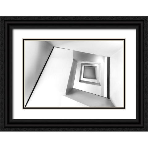 Golden Stairs Black Ornate Wood Framed Art Print with Double Matting by Al-Khalaf, Hassan