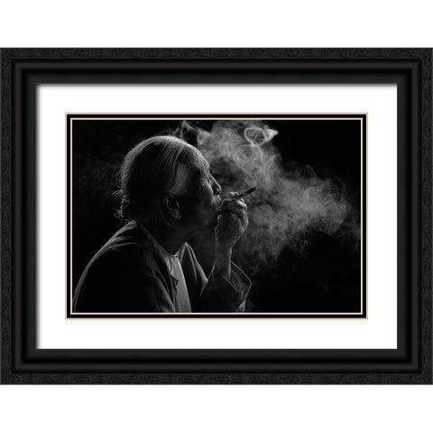 Puff!!!! Black Ornate Wood Framed Art Print with Double Matting by Vichaya