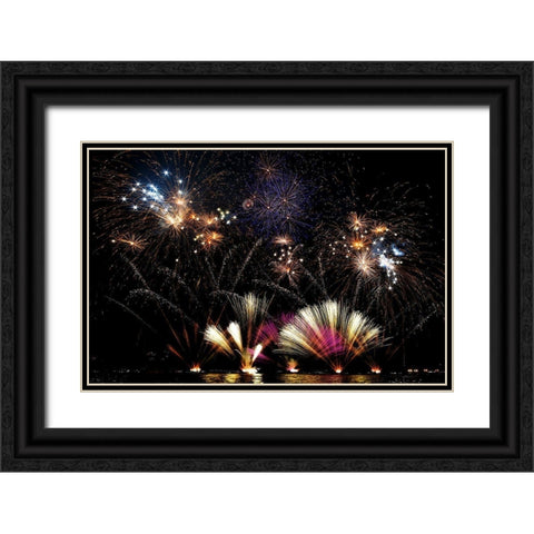 Ieri A Lecco Cerano I Fuochi... Black Ornate Wood Framed Art Print with Double Matting by Calvetti, Francesco