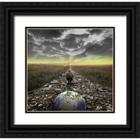 Welcome To The Universe Black Ornate Wood Framed Art Print with Double Matting by Valentino, Ivan