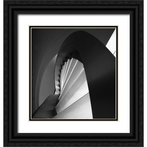 Straight And Curves Lines Black Ornate Wood Framed Art Print with Double Matting by Azevedo, Olavo