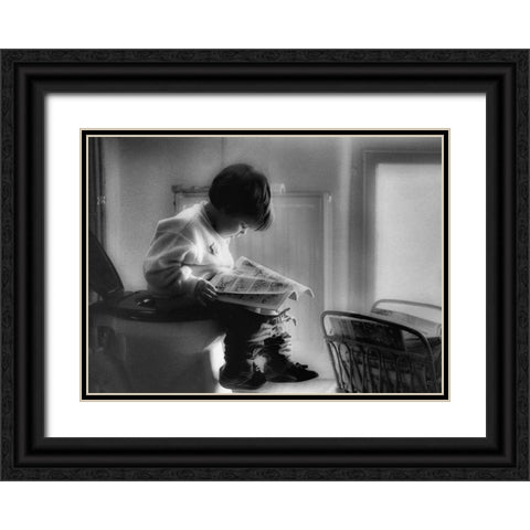 Childhood Series : Poo Time Black Ornate Wood Framed Art Print with Double Matting by Depaepe, Yvette