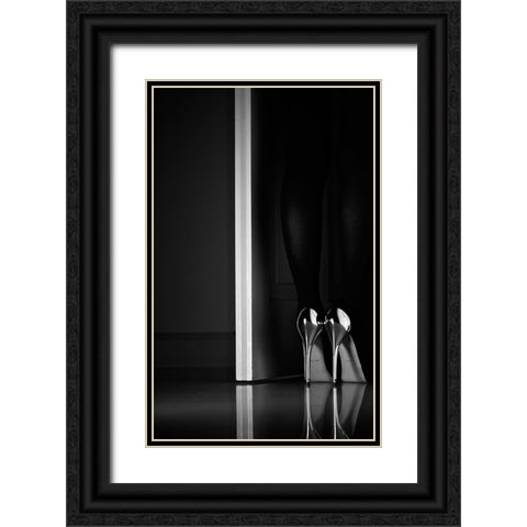 Black + White + Door Black Ornate Wood Framed Art Print with Double Matting by Schottstaedt, Erik