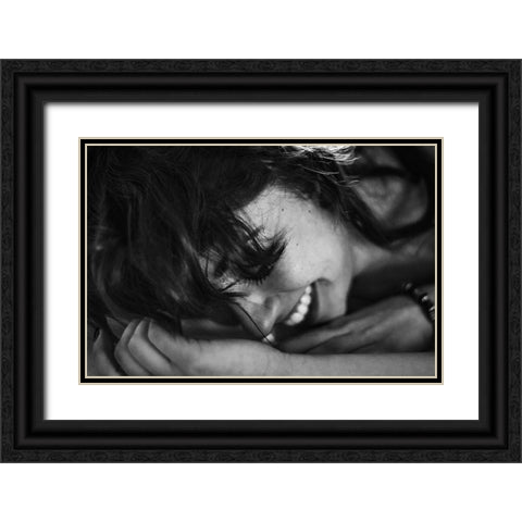 Joyful Black Ornate Wood Framed Art Print with Double Matting by Mennitto, Davide