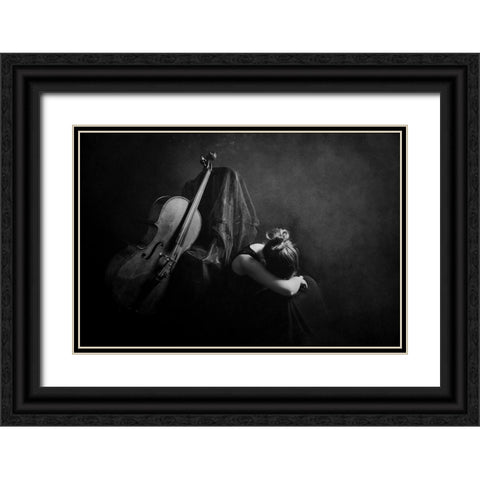 Silence Black Ornate Wood Framed Art Print with Double Matting by Mest, Olga