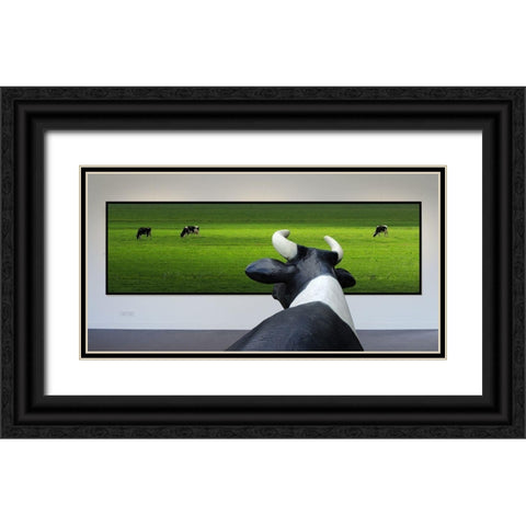 My Wish: I Was Grazing There Myself...! Black Ornate Wood Framed Art Print with Double Matting by Limberg, Huib