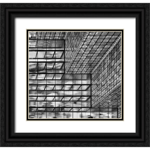 Silver Squares Black Ornate Wood Framed Art Print with Double Matting by Van Son, Greetje
